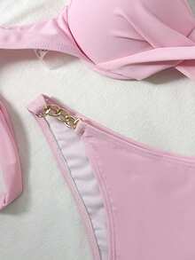 Swim SXY Bộ đồ bơi nữ màu trơn có gọng, thích hợp cho bãi biển/khu nghỉ dưỡng. - Hồng - Xem 5