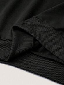 EMERY ROSE 两件套加大码女式不对称肩部“米兰”图案热钻长袖宽松休闲卫衣套装，秋冬季毕业季、返校季、毕业典礼、教师节女装、返校套头衫 - 彩色 - 查看 4