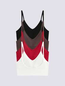 Loungeista 4pcs/Set Women's Seamless Striped Camisole Bras Sexy Comfortable Supportive Intimatesfor Summerfor Summer - Multicolor - View 3