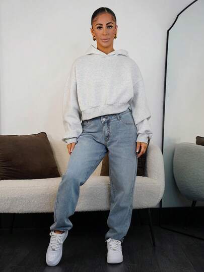 SAYEHFBABY Jeans de ajuste mom cintura escalonada