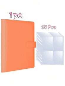 一套高级多功能A5照片卡片活页夹相册，时尚相册设计，小巧便携，PU皮革活页笔记本封面，活页收纳本，适用于日常计划和笔记，办公用品，票卡收藏册 - 彩色 - 查看 7