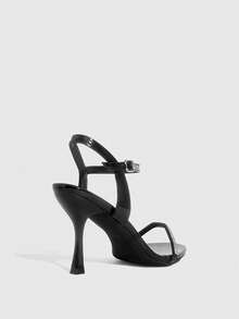 CUCCOO SZL Women's Rhinestone Buckle Design Fashion Daily Wear High Heel Sandals Summer Shoes - Black - View 8