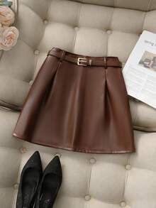 Franclia New PU Leather Mini Skirt, High Waist Slim Fit Women Skirt