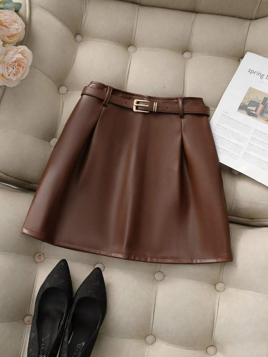 Franclia New PU Leather Mini Skirt, High Waist Slim Fit Women Skirt