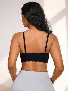 NudeFit Bygelfri mesh-bh med lapptäcke, avtagbar vadderad kupa för kvinnor - Svart - Visa 2