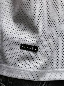 PLAYBOY X SUMWON Men's Retro Style Polo Sports Jersey Long Sleeve Mesh V-Neck Top With Contrast Black Collar And Side Trims - Grey - View 6