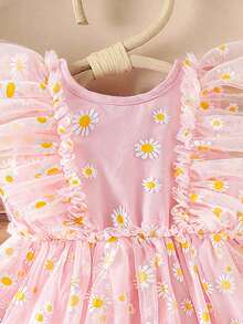 SHEIN Một chiếc váy lưới không tay dễ thương dành cho bé gái với họa tiết hoa cúc nhỏ và nơ rời, thích hợp cho các lễ hội mùa hè và mặc hàng ngày, lý tưởng cho một dịp đặc biệt ở Trung Đông. - Nhiều màu - Xem 7