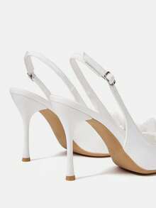 CUCCOO HITCHD 女士尖头细高跟白色套脚高跟鞋，简约时尚高跟鞋，适合婚礼、派对、宴会等场合 - 白色 - 查看 4