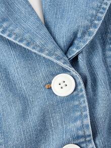 SHEIN MOD 女士时尚露背吊带无袖牛仔外套 - 藍色 - 查看 3