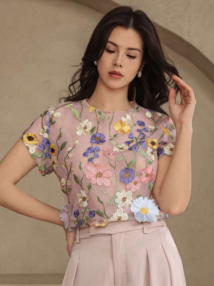 Women's Elegant Floral Print Blouse, Summer,Wedding Guest Dress Women