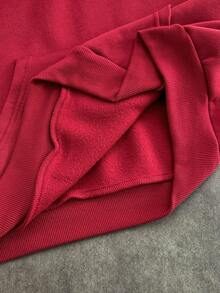 Manfinity VCAY 2pcs Men's Casual Hoodie Set, Red Color Printed, Spring/Autumn - Red - View 10