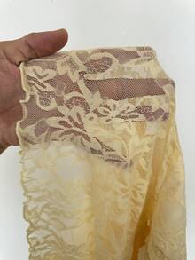 Coolane 女士秋季/四季街头风锐舞节波西米亚西部风Y2K辣妹蕾丝深V领长袖上衣 - 黃色 - 查看 8