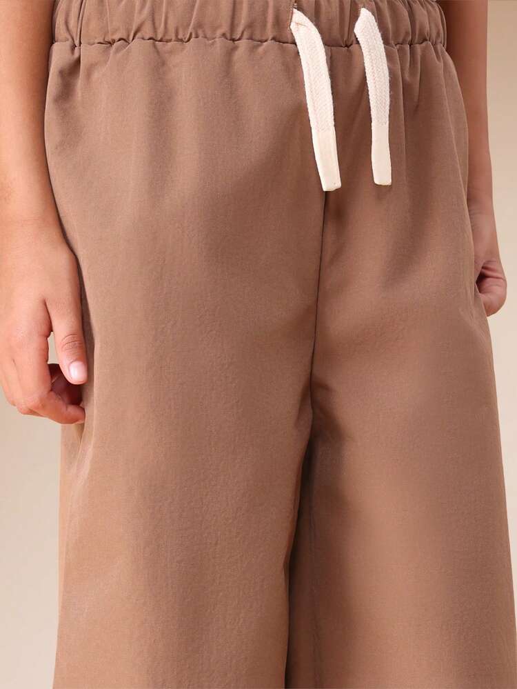 Wide Leg Utility Pants With Cuffed Hem
