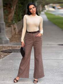 Durrani Popal 女式格子双口袋休闲皮带复古裤 - 彩色 - 查看 6