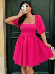 Ceyna 大码露背系带休闲派对连衣裙，春夏女装连衣裙，女士夏季连衣裙，两件套连衣裙，惊艳连衣裙，带袖夏季连衣裙，度假装，女士度假连衣裙，女士连衣裙，亮粉色短款连衣裙，蝴蝶结连衣裙，女士最新款连衣裙 - 玫紅色 - 查看 5