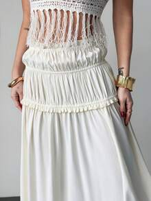 Firerie Women's Elegant Delicate Romantic Valentine's Day White Ruffled Skirt - White - View 8