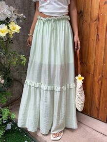 MainGRL Chân váy dệt màu xanh lá cây thường ngày dành cho nữ - Màu xanh Bạc hà - Xem 4