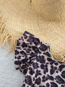 SHEIN This 1-Piece Baby Girl Cute And Versatile Sleeveless Swimsuit With A Cute Leopard Print Is Perfect For Vacations And Spring/Summer.