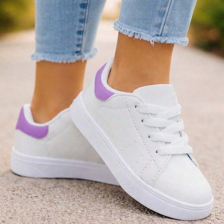 Zapatos Casuales Cómodos Con Suela Blanda Y Cierre De Gancho Y Bucle Para Niños, Unicolor, Nuevos Para Primavera - Púrpura polvoriento - Ver 1