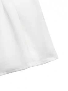 Qadelle Blusa elegante para o dia a dia com gola e punhos contrastantes e mangas bufantes. - Branco - Ver 5