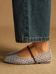 Rosivie Women's Square Toe Hollow Out Design Casual Fashion Loafers Valentine's Day - Silver - View 6