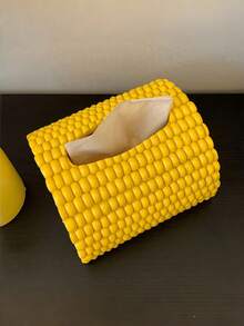 Joivida 1个玉米纸巾盒，餐桌纸巾盒，客厅家居装饰，桌面配件，创意，奢华，高端，浴室收纳盒 - 黃色 - 查看 6