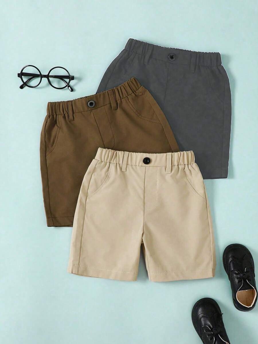 3pcs Young Boy Casual Suit Shorts Set - Multicolor - View 1