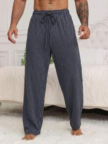 DAZY 男士条纹松紧腰休闲裤，春季款 - 黑色 - 查看 3