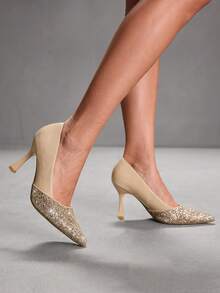 CUCCOO SZL Women Shoes Pointed Stiletto Apricot Shine Gretel Women High Heels Shoes Simple Fashionable Sexy Gorgeous Party Banquet Women High Heels Valentine's Day - Gretel apricot - View 7