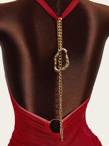 Zestiva Women's Solid Color Halter Backless Cover-Up Dress, Suitable For Beach Vacation - Red - View 5