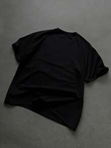 Manfinity Homme Thiết kế họa tiết vịt in trên cơ bụng, Đồ thể thao thường ngày thời trang mùa hè dành cho nam, Áo nam - màu đen - Xem 2