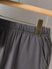 SHEIN 男童笑脸印花圆领短袖蓝色套装，休闲百搭，适合日常穿着，春夏皆宜 - 灰色 - 查看 5