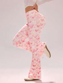 Sovereign Charm Women's Fashionable Heart Print High Waist Sports Leggings, Summer