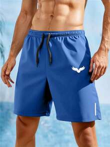 Manfinity Homme Men's Summer Casual Bird Print Drawstring Waist Shorts