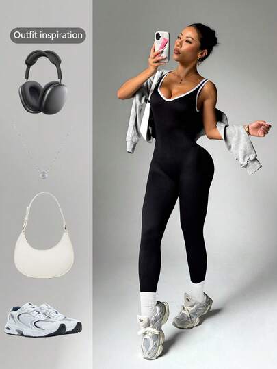 Women's Backless Jumpsuit For Daily Fitness & Workout