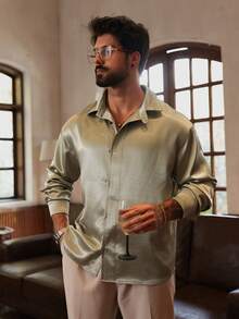 DAZY Men's Solid Green Casual Party Shirt, Spring/Summer - Green - View 6