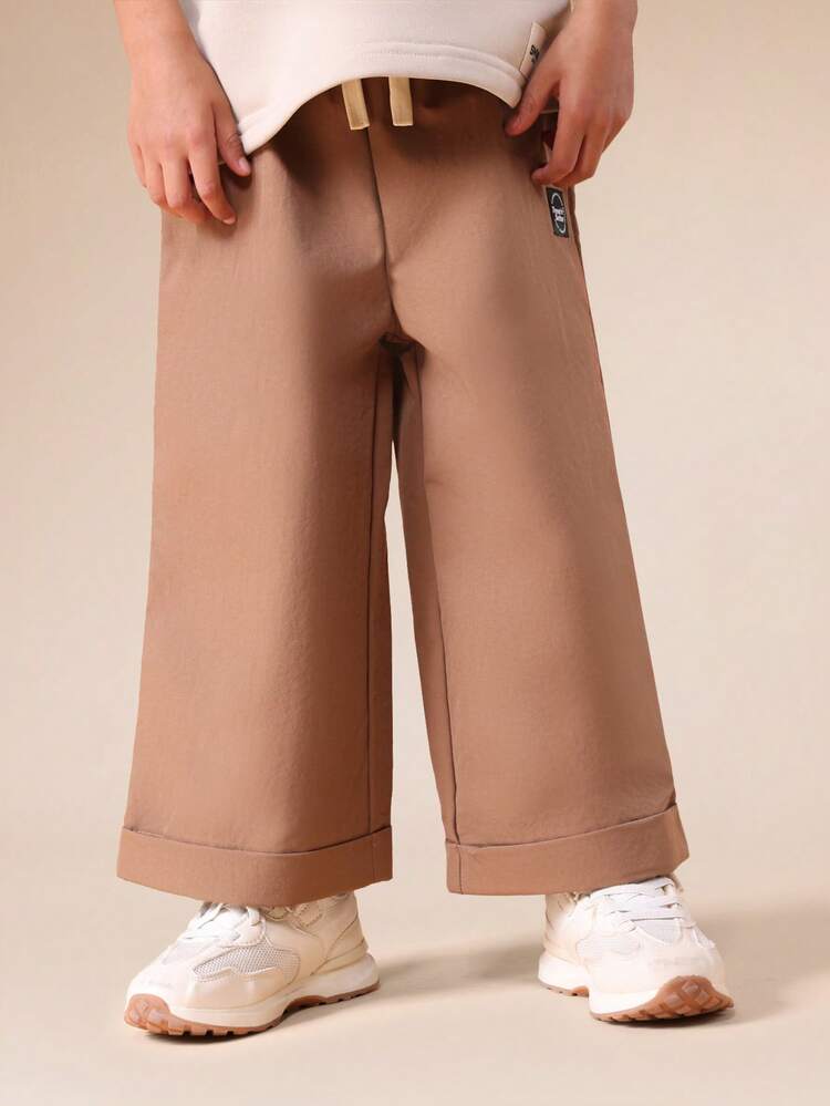 Wide Leg Utility Pants With Cuffed Hem