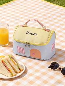 Joivida 1PC Extra Large Cosmetic Bag Portable Toiletry Bag Multi Compartment Cute Cartoon Makeup Organizer Dopamine Color Travel Storage Pouch For Women Gym Holiday Gift Tote Handbag - Multicolor - View 11