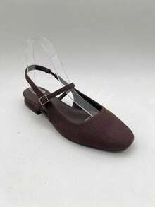 CUCCOO DOLLMOD Giày bệt nữ kiểu Mary Jane hở gót mũi vuông bằng da bóng vintage, thoải mái cho đi làm, hẹn hò, dự tiệc, kỳ nghỉ, đám cưới, phong cách học sinh dễ thương. - Cà phê nâu - Xem 14