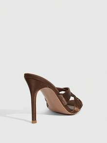 CUCCOO SZL Sandalias de tacón alto elegantes de punta fina para mujer, aptas para uso diario - Bronce - Ver 4