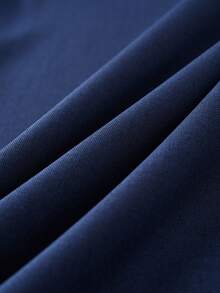 Manfinity Dauomo 男士纯色休闲装饰腰带裤，百搭 - 藏蓝色 - 查看 6