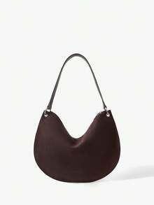 Maija 女士单肩包，流浪包，麂皮，麂皮包，复古，铆钉，经典，时尚，优雅，简约，个性化，百搭，经典，适合通勤、办公、约会、日常、购物、下午茶等场合 - 深咖色 - 查看 4