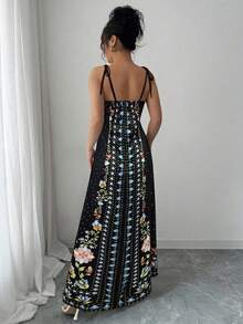 Rafferiza 女士宽松印花吊带连衣裙，度假沙滩装 - 彩色 - 查看 2