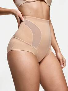 SHAPORA 1pc Women's Solid Color High Waist Shaping Briefs - Apricot - View 5