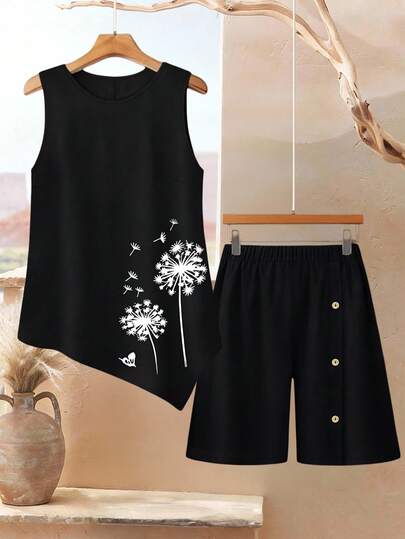 Linhara 大码女式休闲印花套装