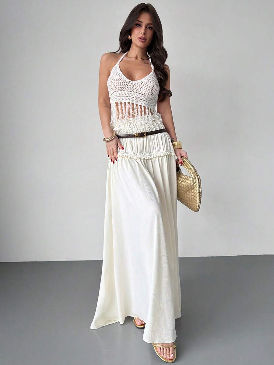 Firerie Women's Elegant Delicate Romantic Valentine's Day White Ruffled Skirt - White - View 1