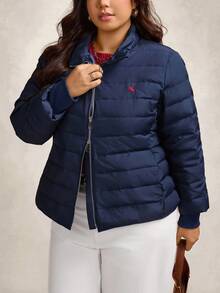 Zelara Plus Size Women's Quilted Zip-Up Down Coat,Winter Casual Hiking Navy Puffer Jacket 50% Plush Two-Way Zipper Water Repellent Printed Warm Outerwear - Navy Blue - View 10