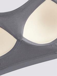 3件套女士纯色可调节肩带舒适无钢圈加厚运动文胸，适合运动、睡眠 - 彩色 - 查看 7