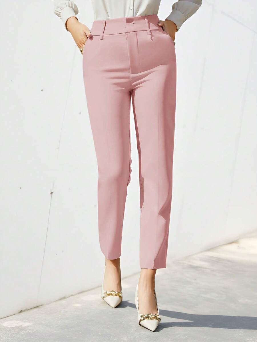 Aveloria Modichic Daily Commuting, Versatile For Leisure, Wide-Leg Style, Suitable For Various Occasions, Women's Straight-Leg Nine-Inch Suit Pants - Baby Pink - View 1