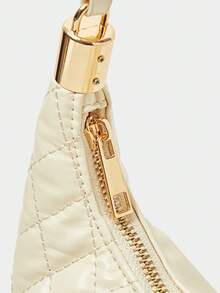 SHECARRY Women's Simple Daily Quilted Crescent Bag Shoulder Bag - Beige - View 5
